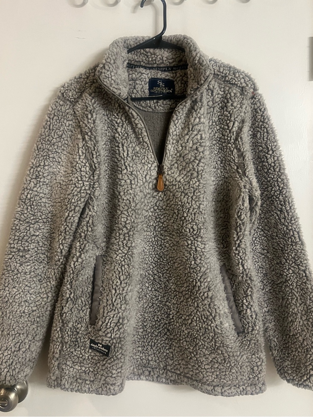 Southern Tide Simply Southern Gray Sherpa Quarter-Zip Pullover